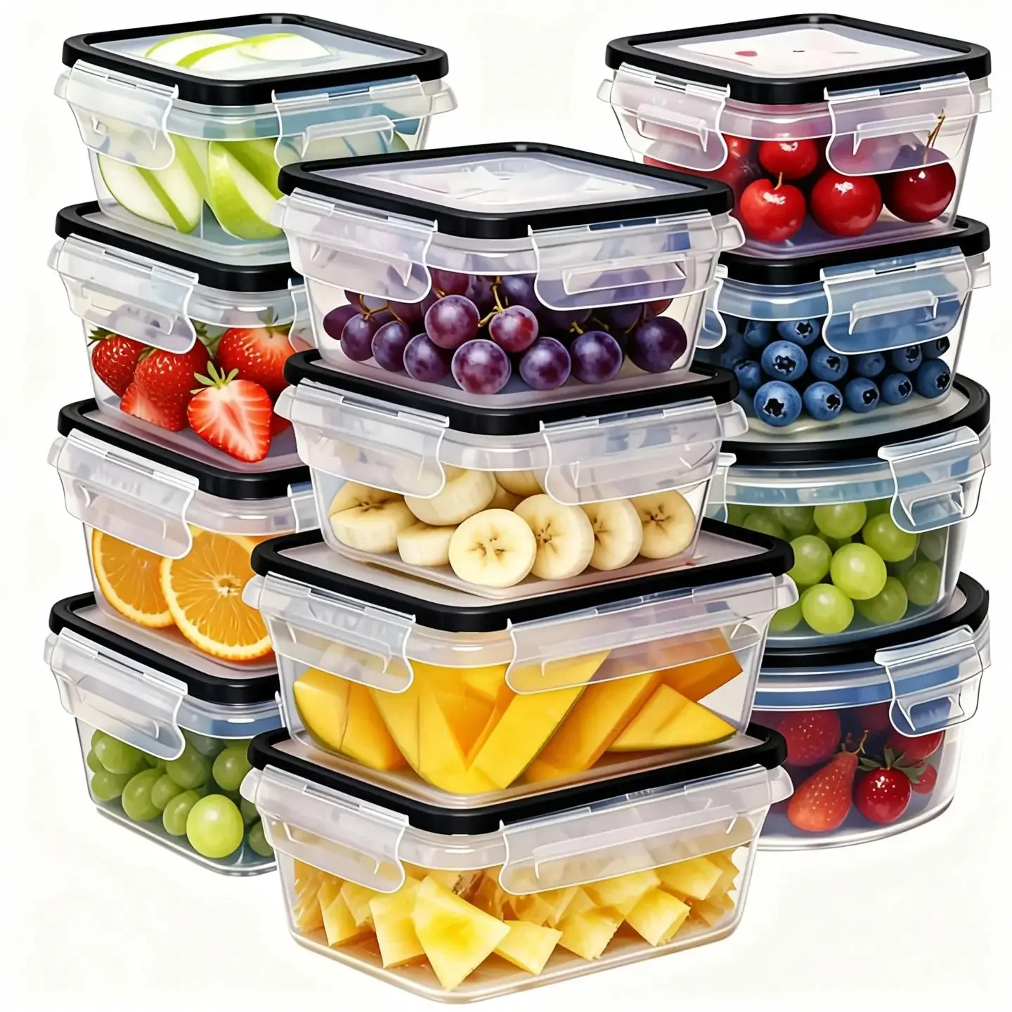 Food Storage Oven Safe - مجموعة من 12 قطعة من علب