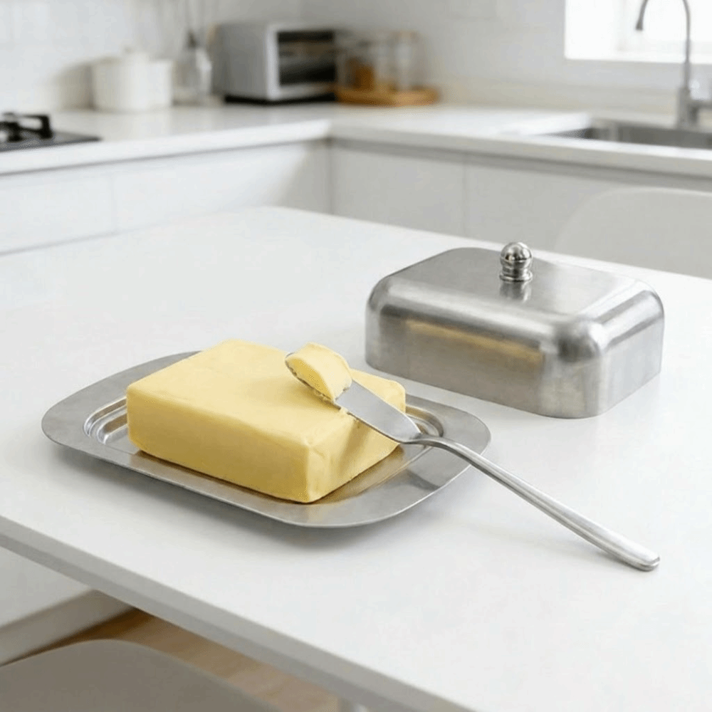 طبق زبدة من الفولاذ المقاوم لل - مراجعة Food Storage Oven Safe وسعره