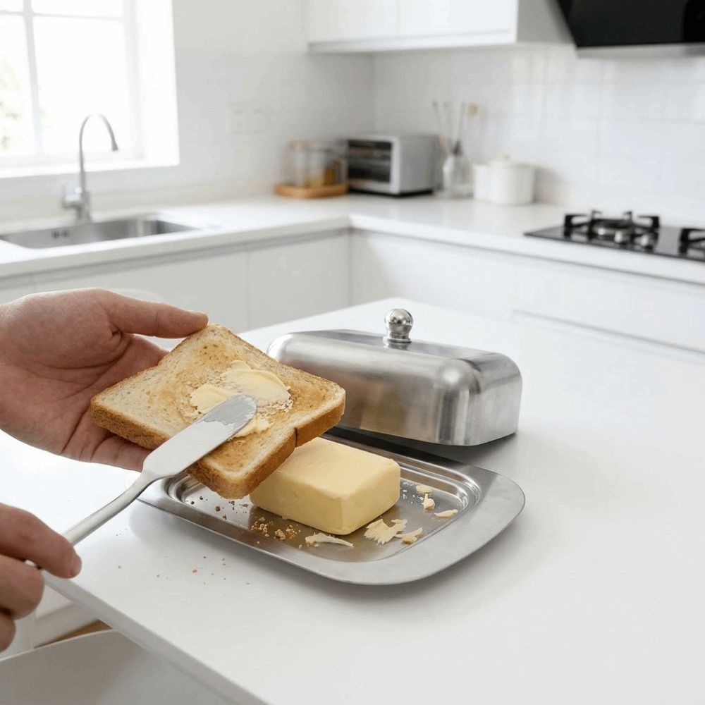 طبق زبدة من الفولاذ المقاوم لل - مراجعة Food Storage Oven Safe وسعره