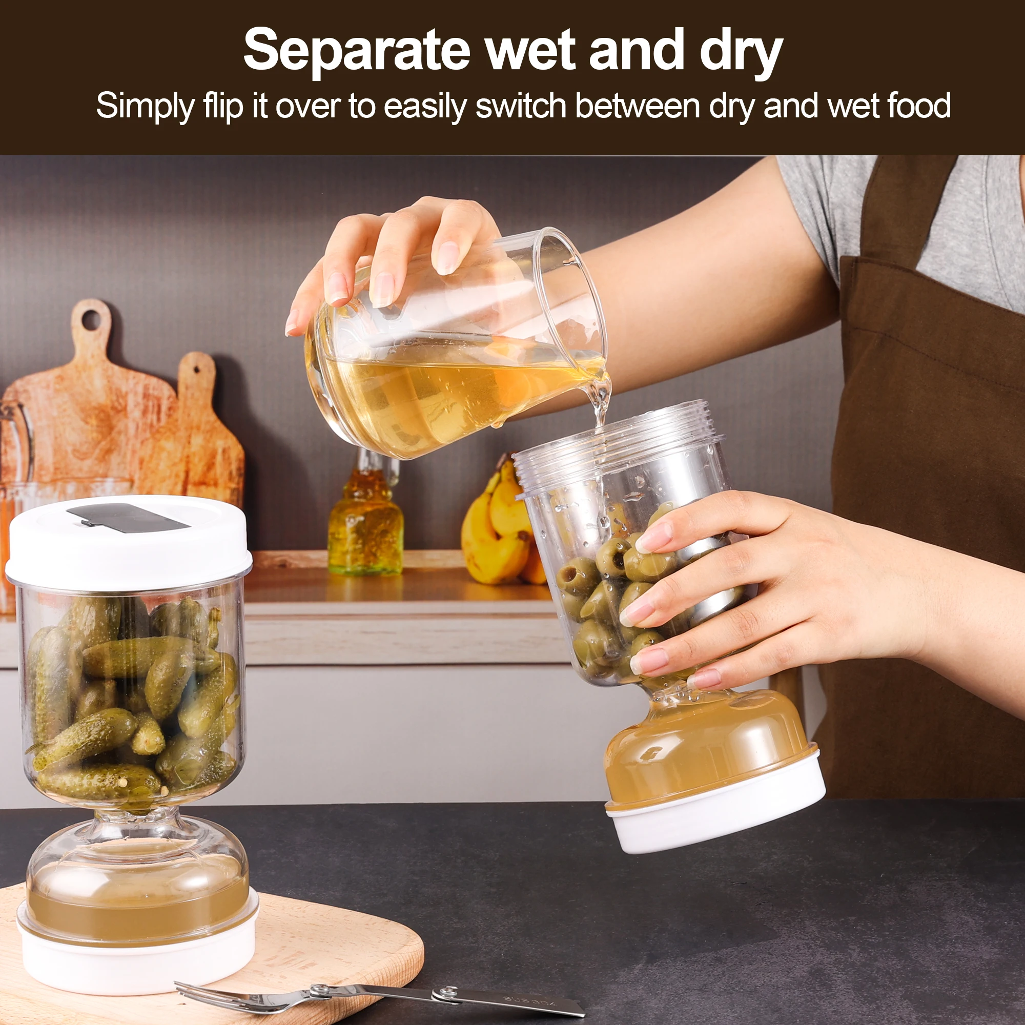 جرة المخللات مع الشوك موزع جاف - مراجعة Food Storage With Dividers وسعره