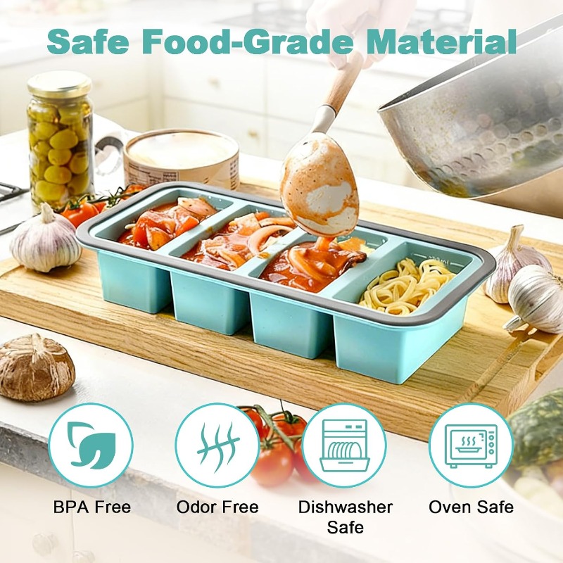 قوالب سيليكون للفريزر مع غطاء، - مراجعة Food Storage Meals وسعره