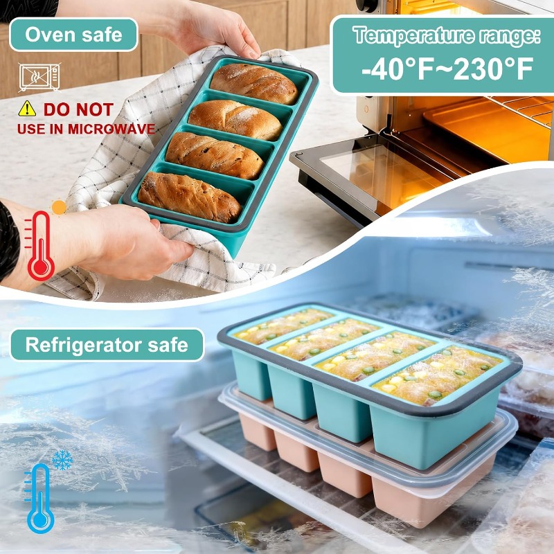 قوالب سيليكون للفريزر مع غطاء، - مراجعة Food Storage Meals وسعره